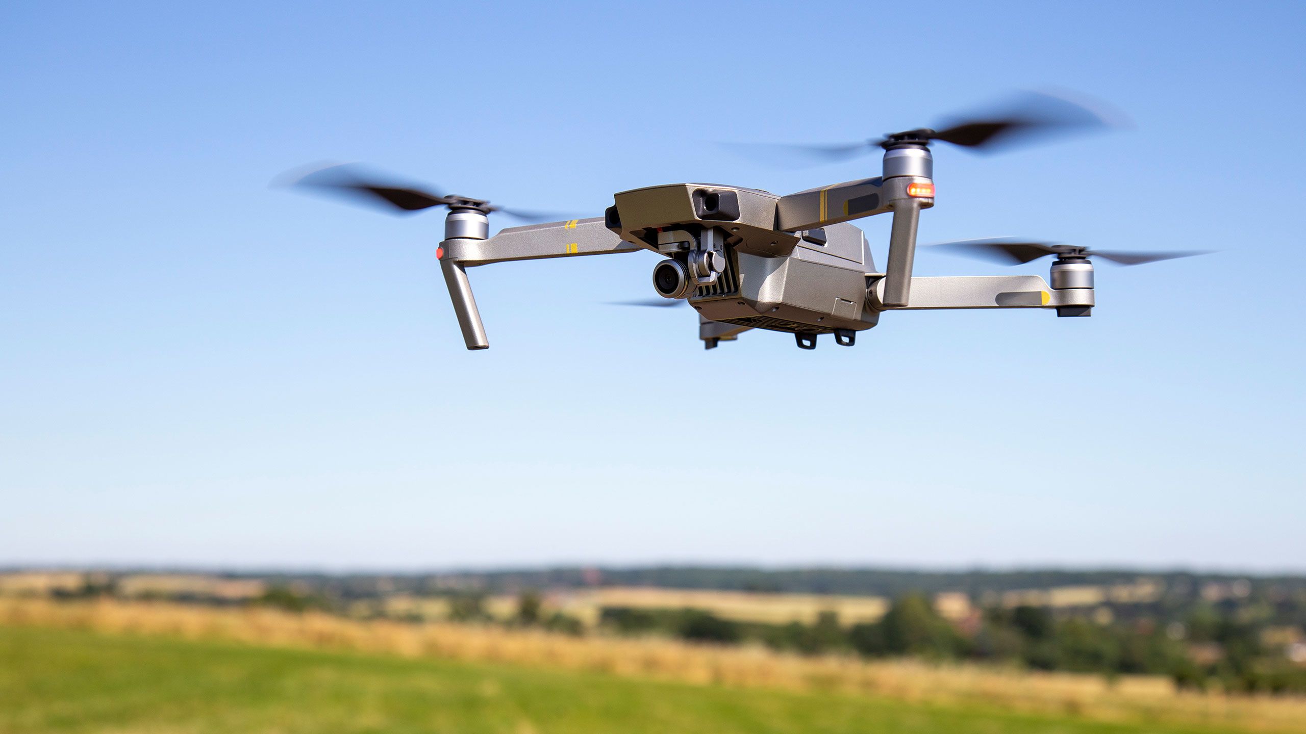 Drone flying over a farm