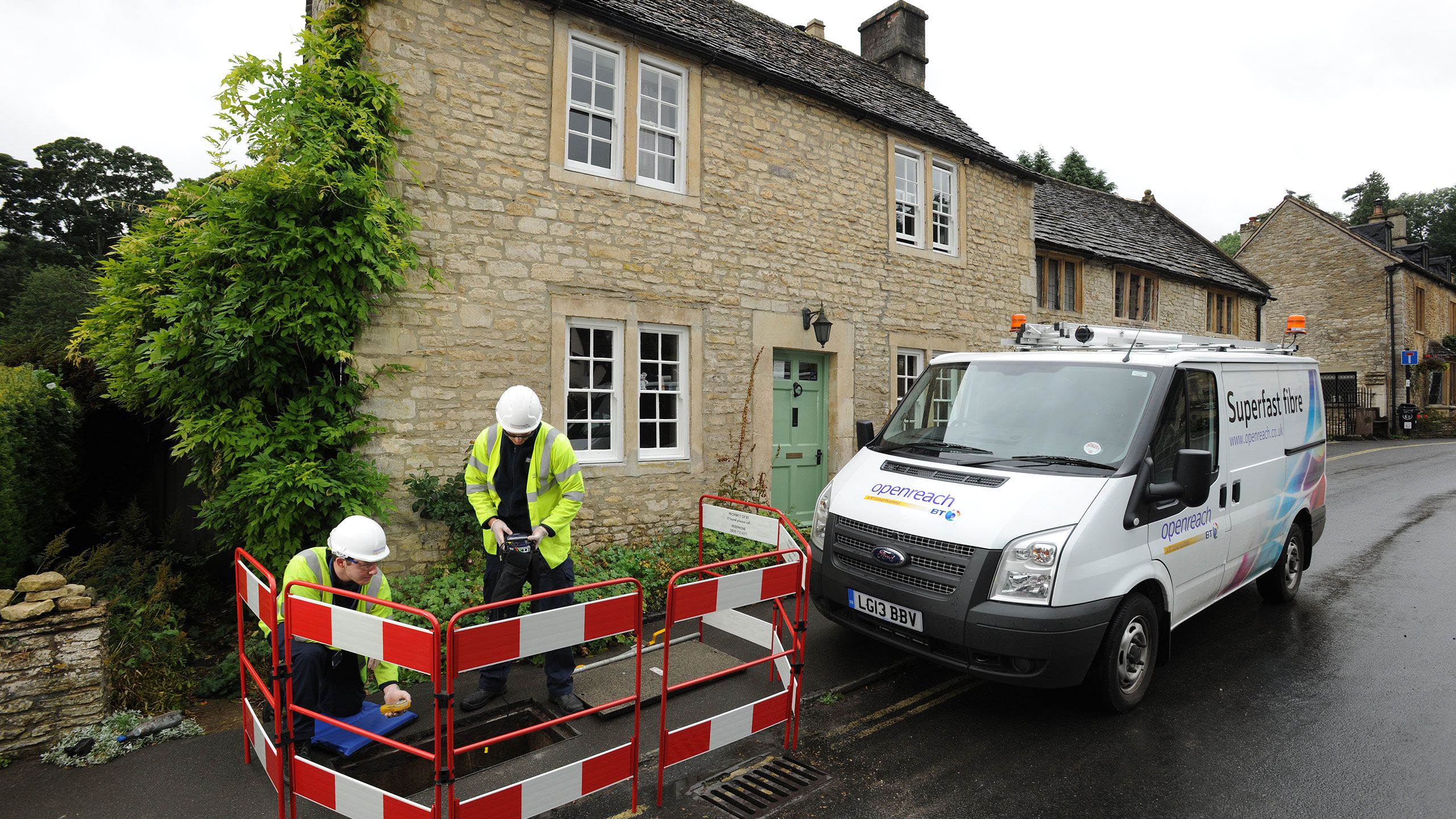 BT openreach van outside a house