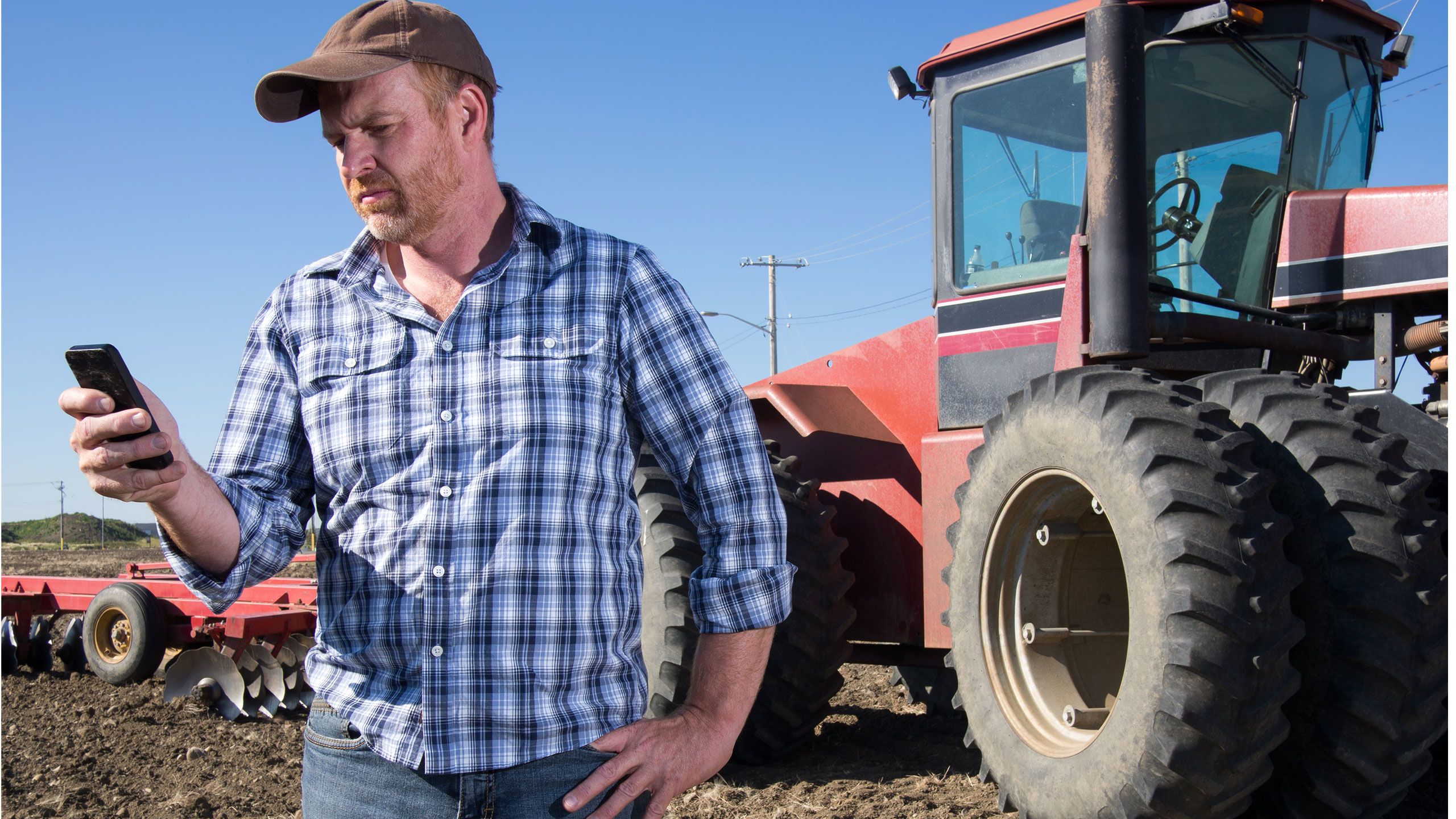 Farmer looking at phone